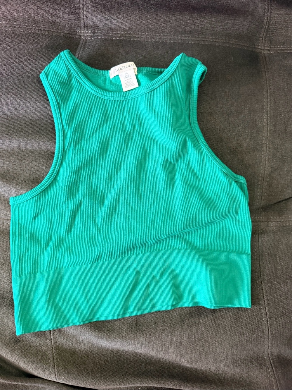 Bozzolo Teal Green Ribbed Crop Tank